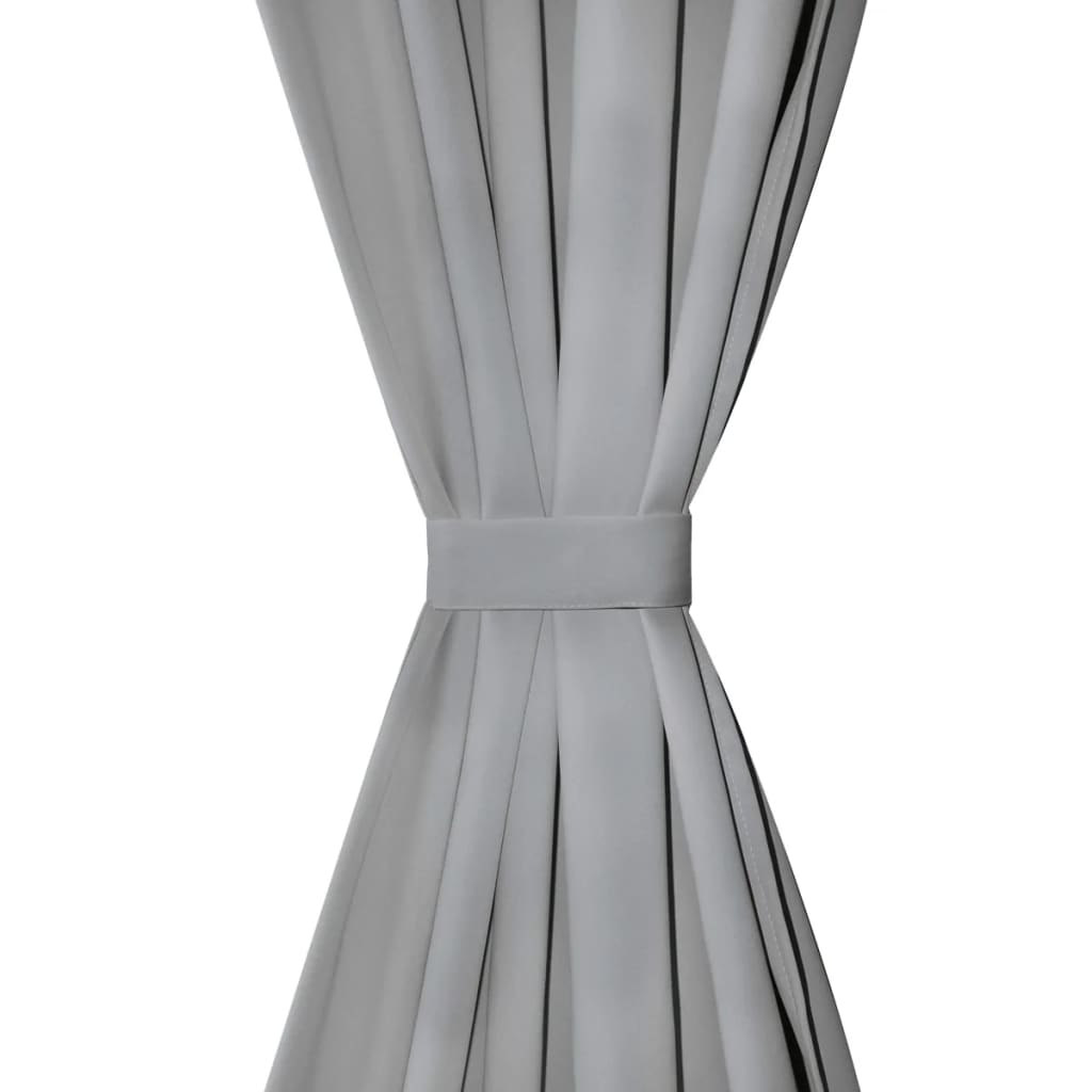 2 Pz Tende in Micro Raso con Passanti 140x225 cm Grigie