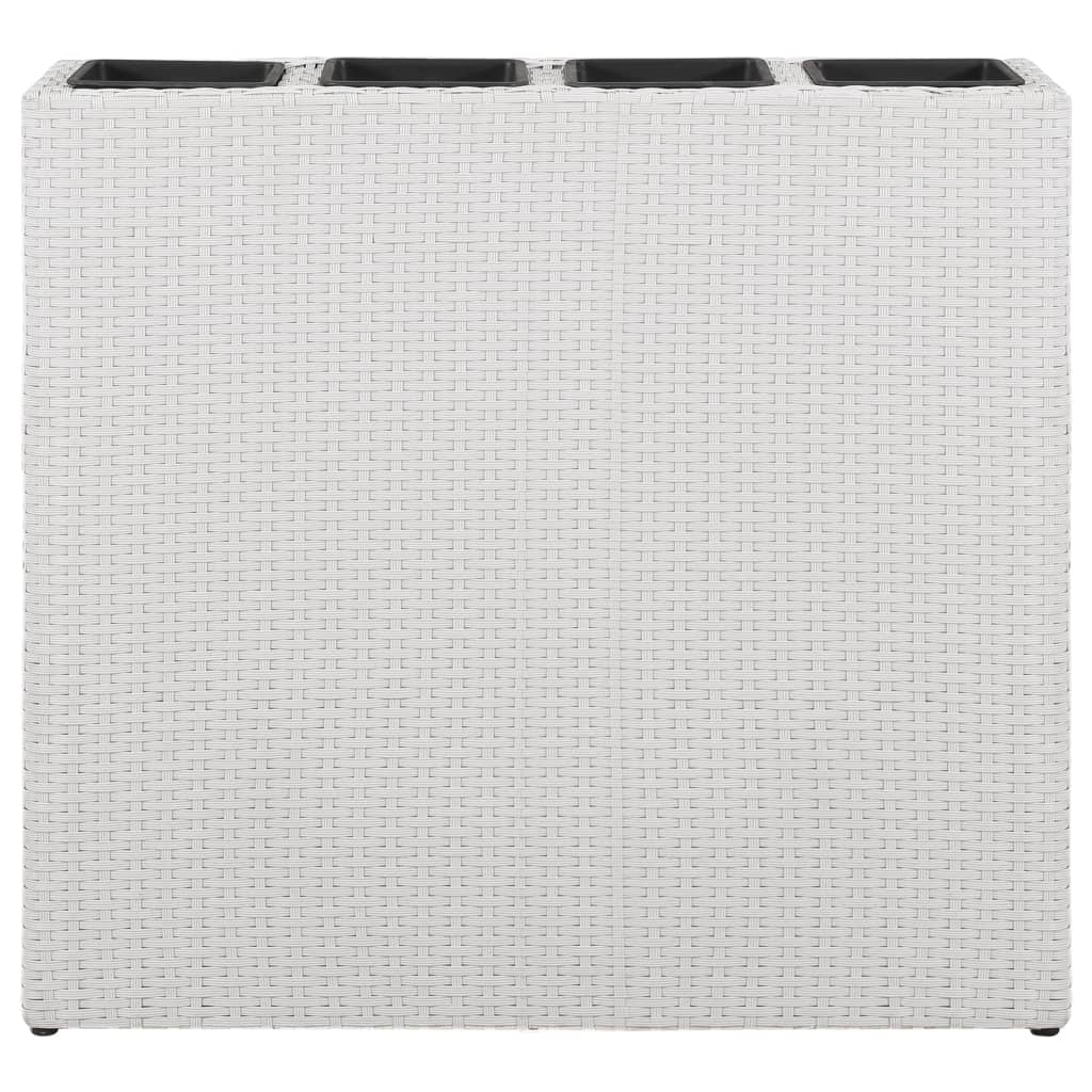 Letto Rialzato da Giardino con 4 Vasi in Polyrattan Bianco