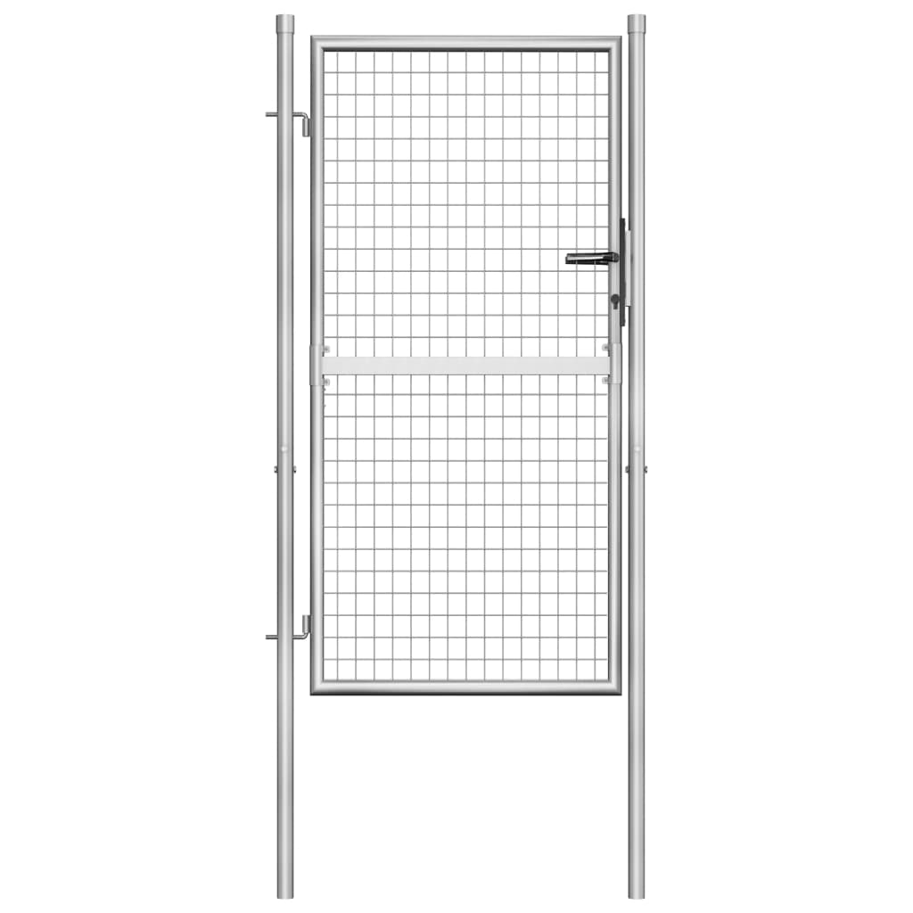 Cancello per Giardino in Acciaio Zincato 105x200cm Argento