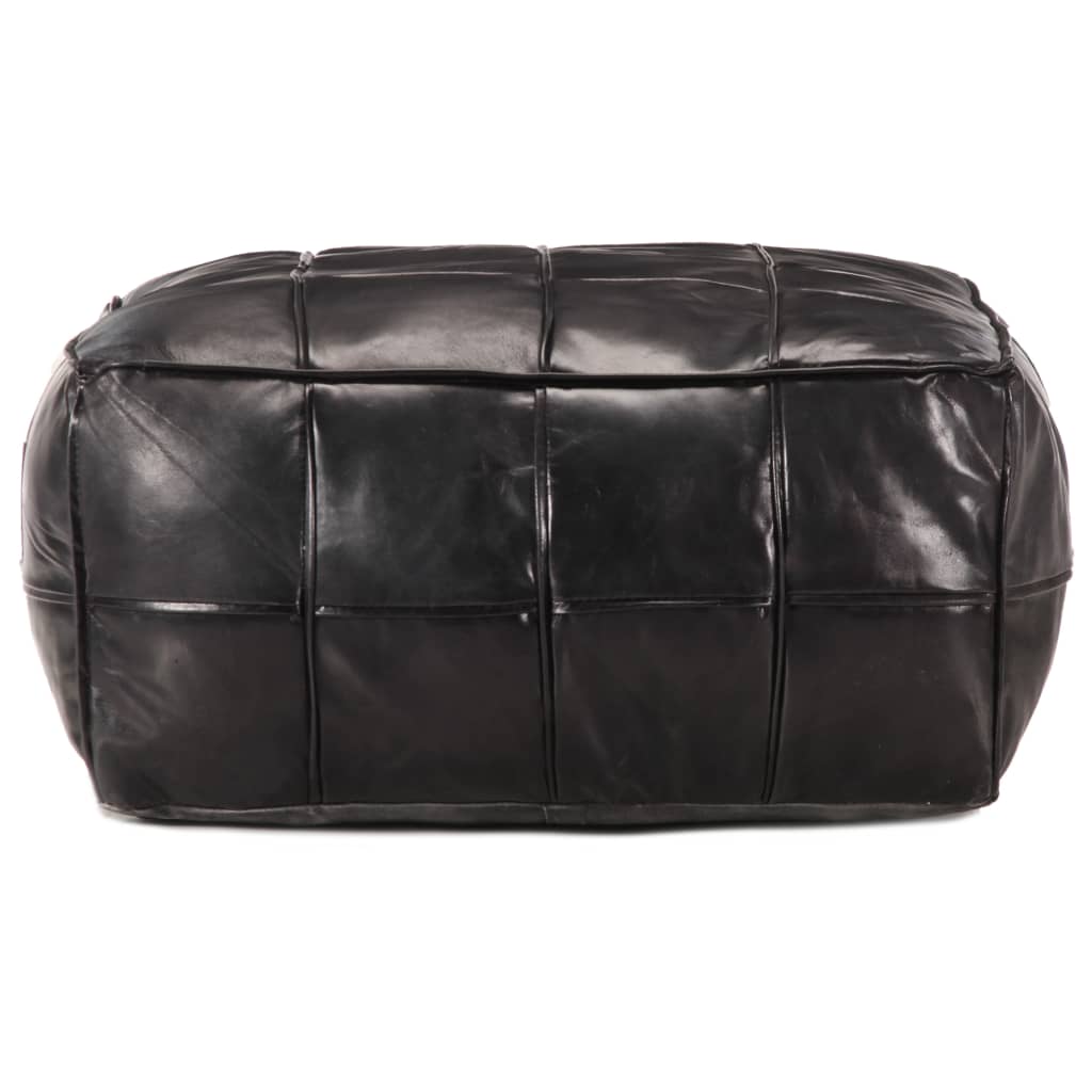 Pouf Nero 60x60x30 cm in Vera Pelle di Capra