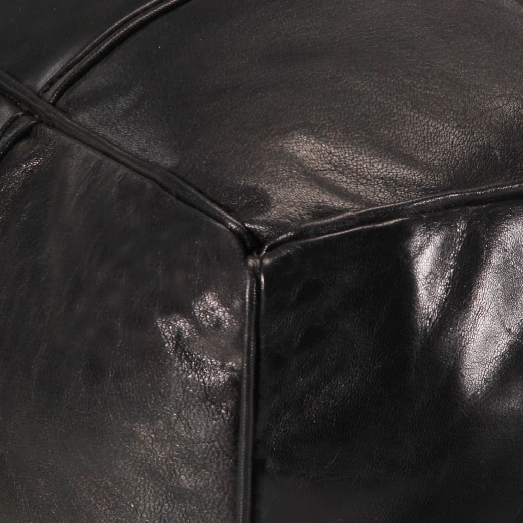 Pouf Nero 60x60x30 cm in Vera Pelle di Capra