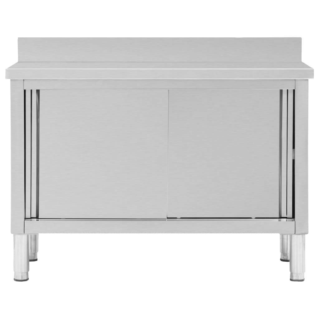 Banco da Lavoro con Ante Scorrevoli 120x50x(95-97)cm in Acciaio
