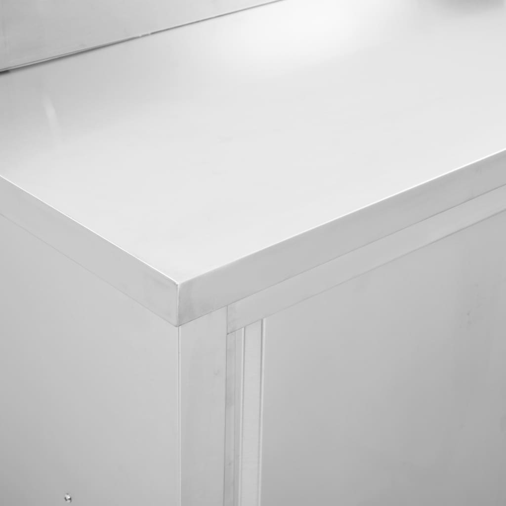 Banco da Lavoro con Ante Scorrevoli 120x50x(95-97)cm in Acciaio