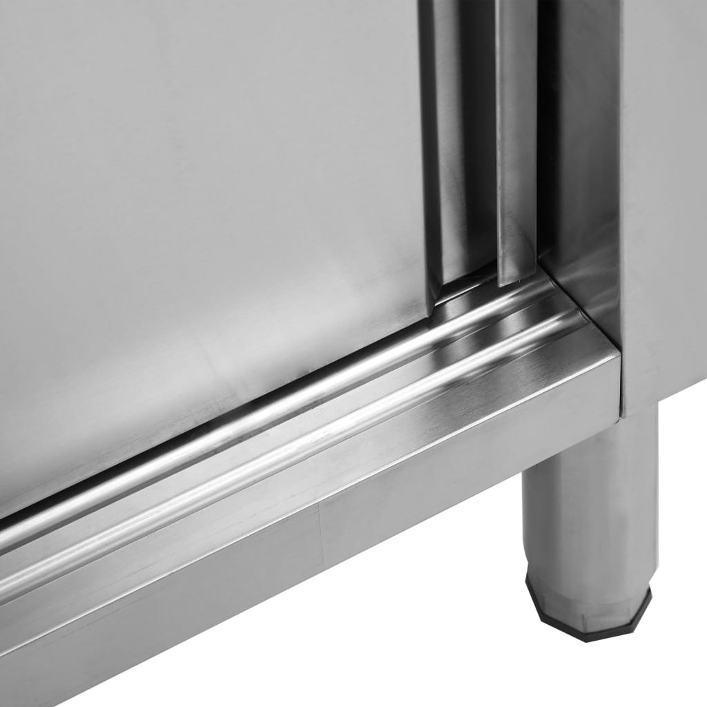 Banco da Lavoro con Ante Scorrevoli 120x50x(95-97)cm in Acciaio