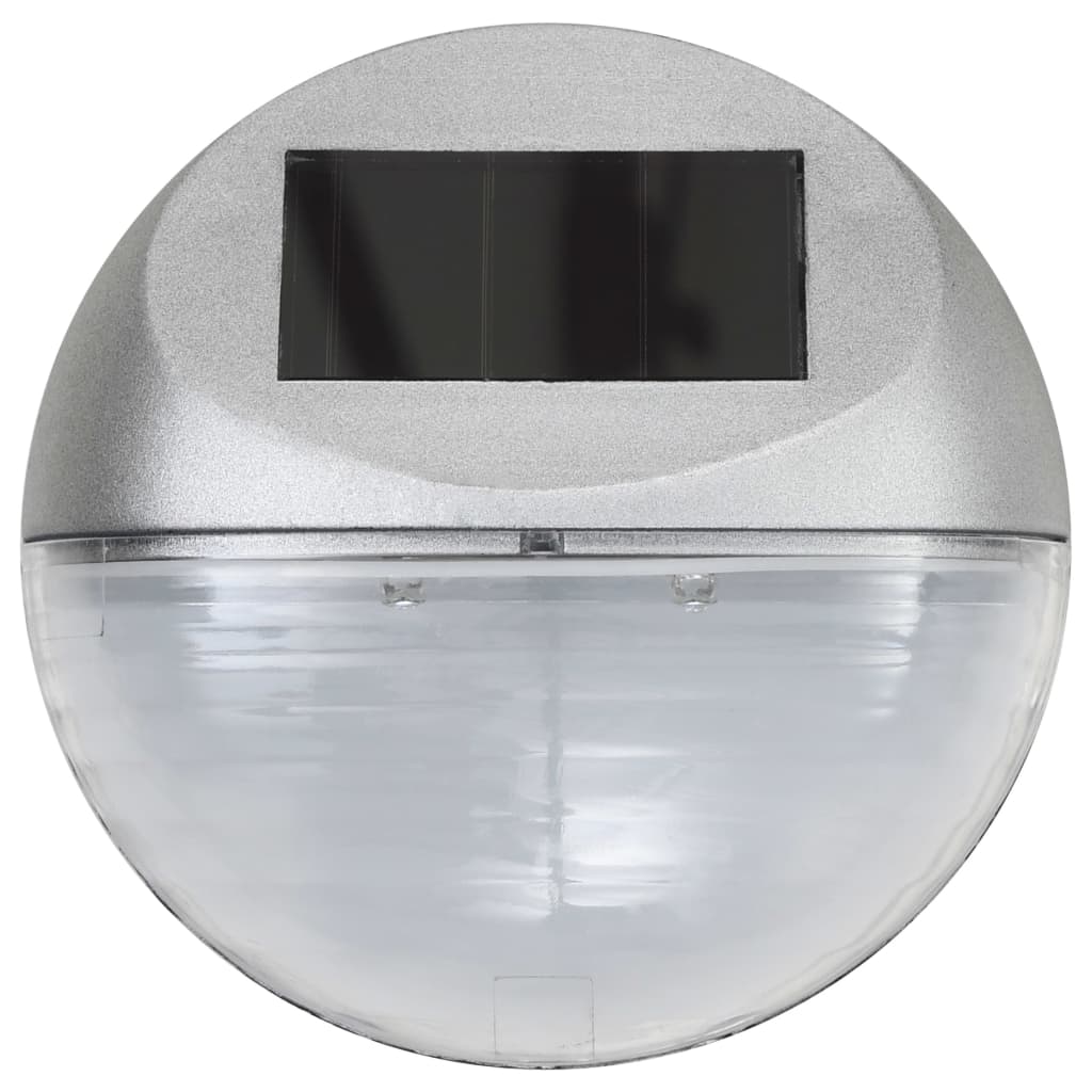 Lampade Solari da Parete da Esterno a LED 24 pz Rotonde Argento