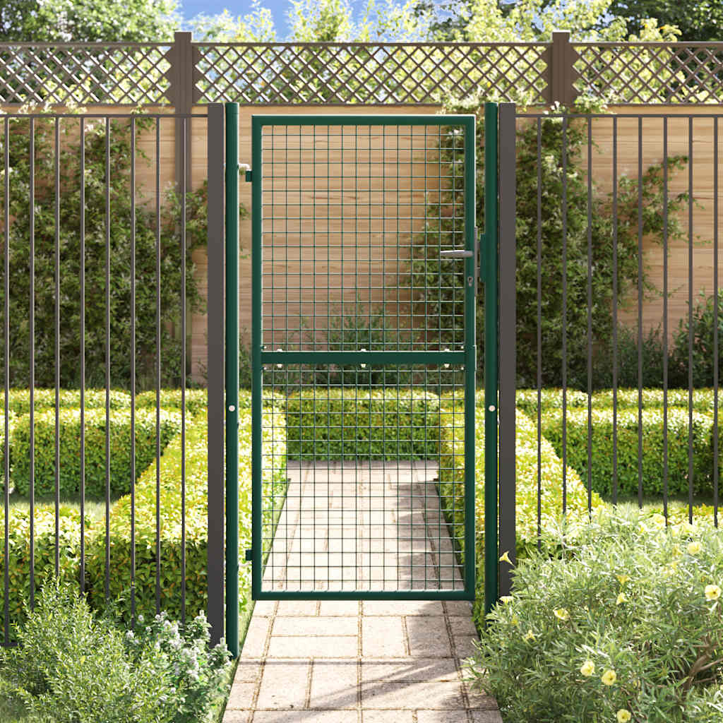 Cancello per Recinzione in Acciaio 100x175 cm Verde