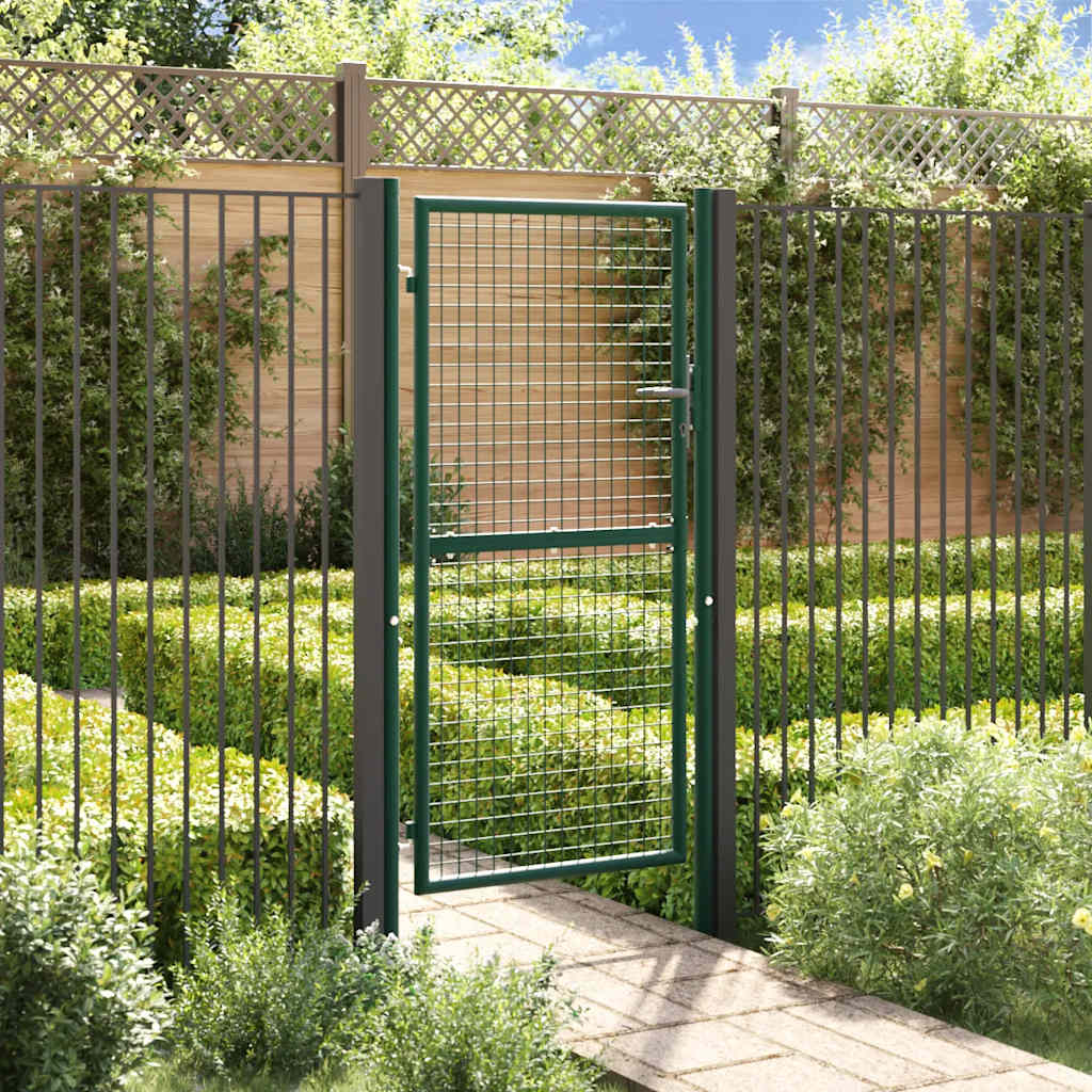 Cancello per Recinzione in Acciaio 100x175 cm Verde