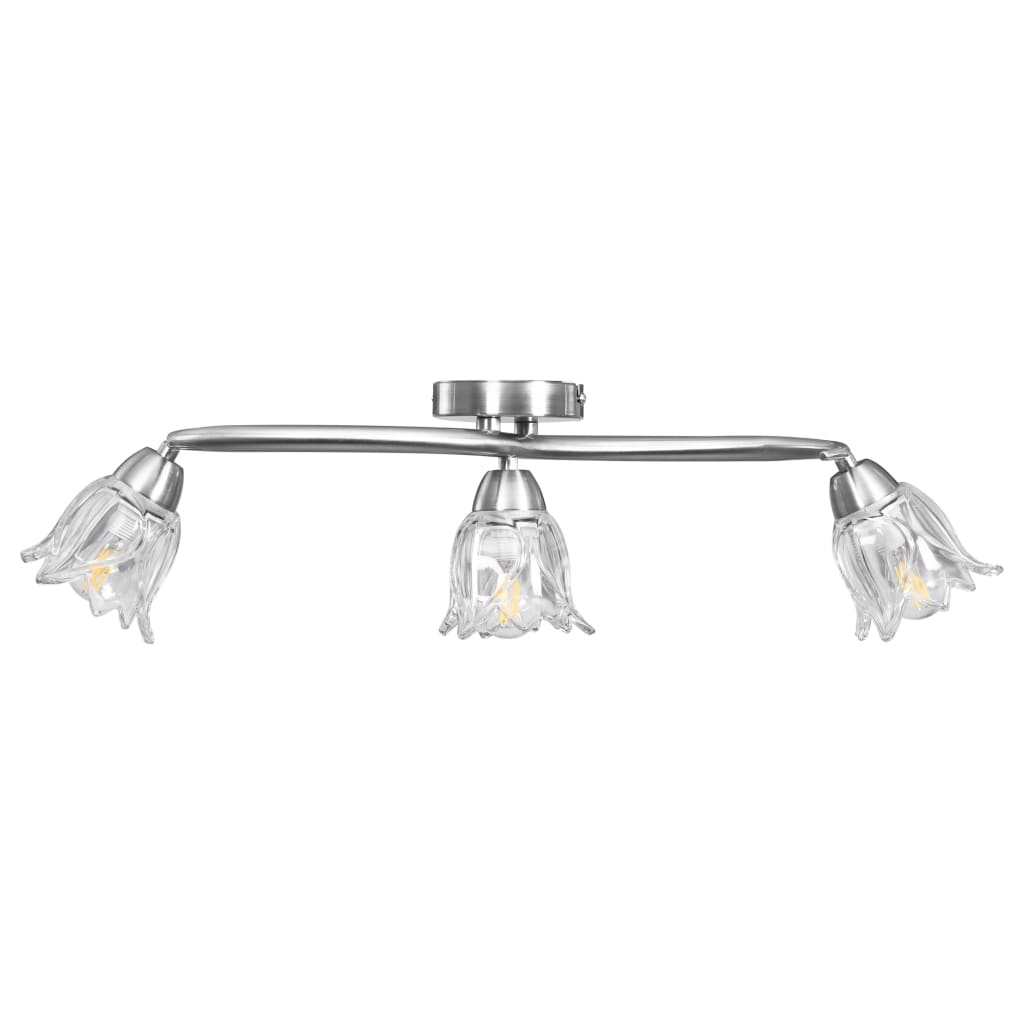Lampadario con Paralumi in Vetro per 3 Lampadine E14 Tulipano