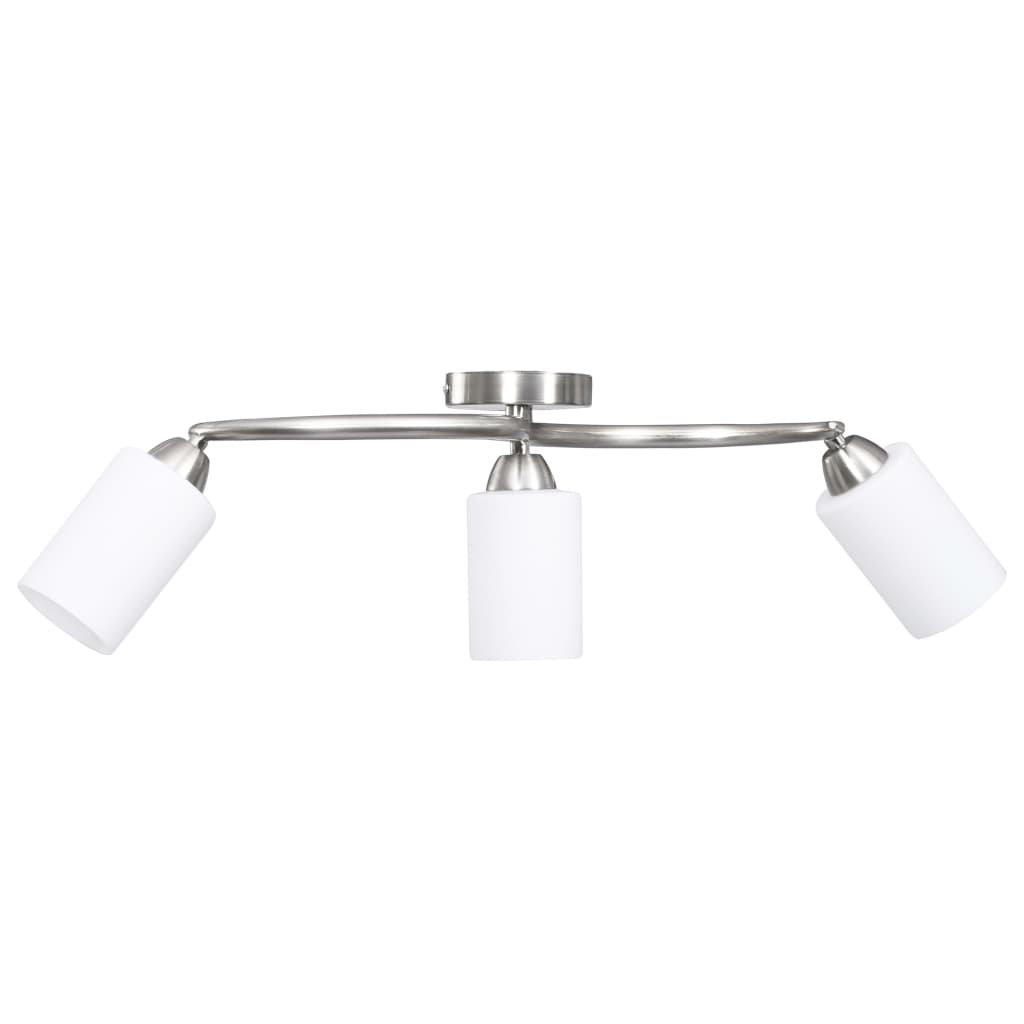 Lampadario Paralume in Ceramica a Cono Bianco 3 Lampadine E14