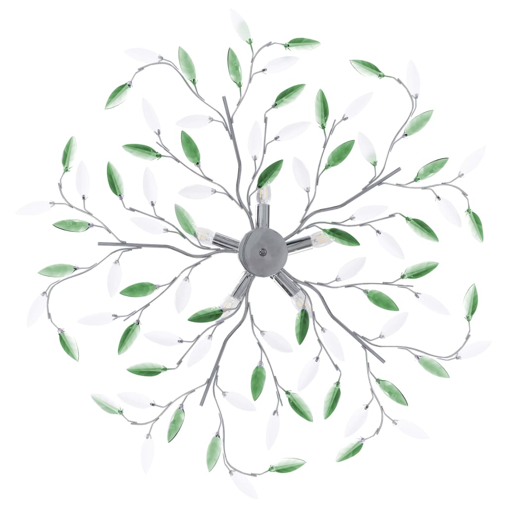 Lampadario Foglie e Bracci in Cristallo Acrilico 5 E14 Verde