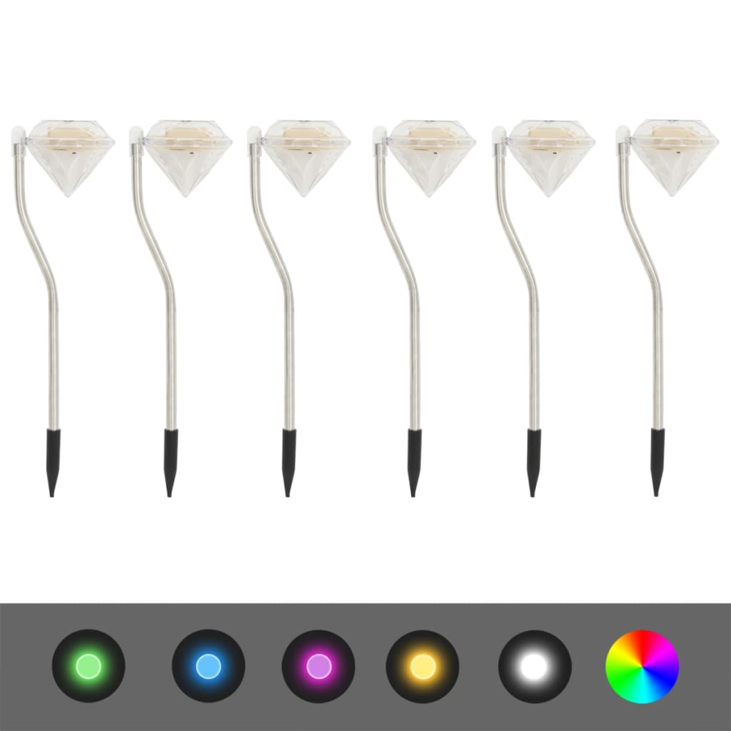 Luci Solari a LED da Giardino 6 pz 9x7,8x29,5 cm