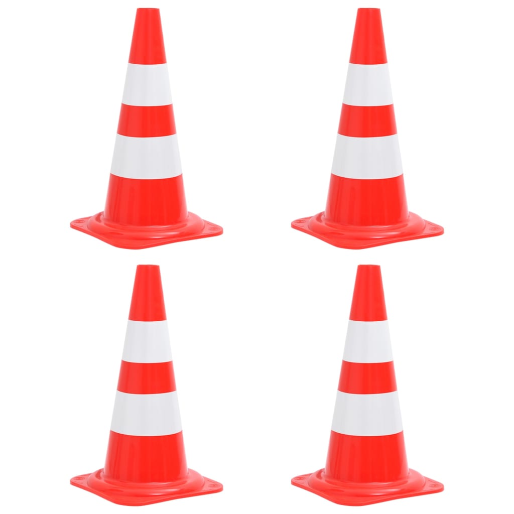 Set Coni Segnaletici Stradali Riflettenti 4pz Rosso Bianco 50cm