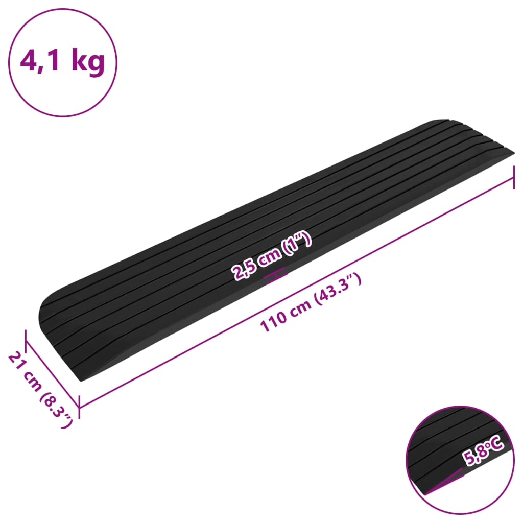 Rampe per Soglia 2 pz 110x21x2,5 cm in Gomma
