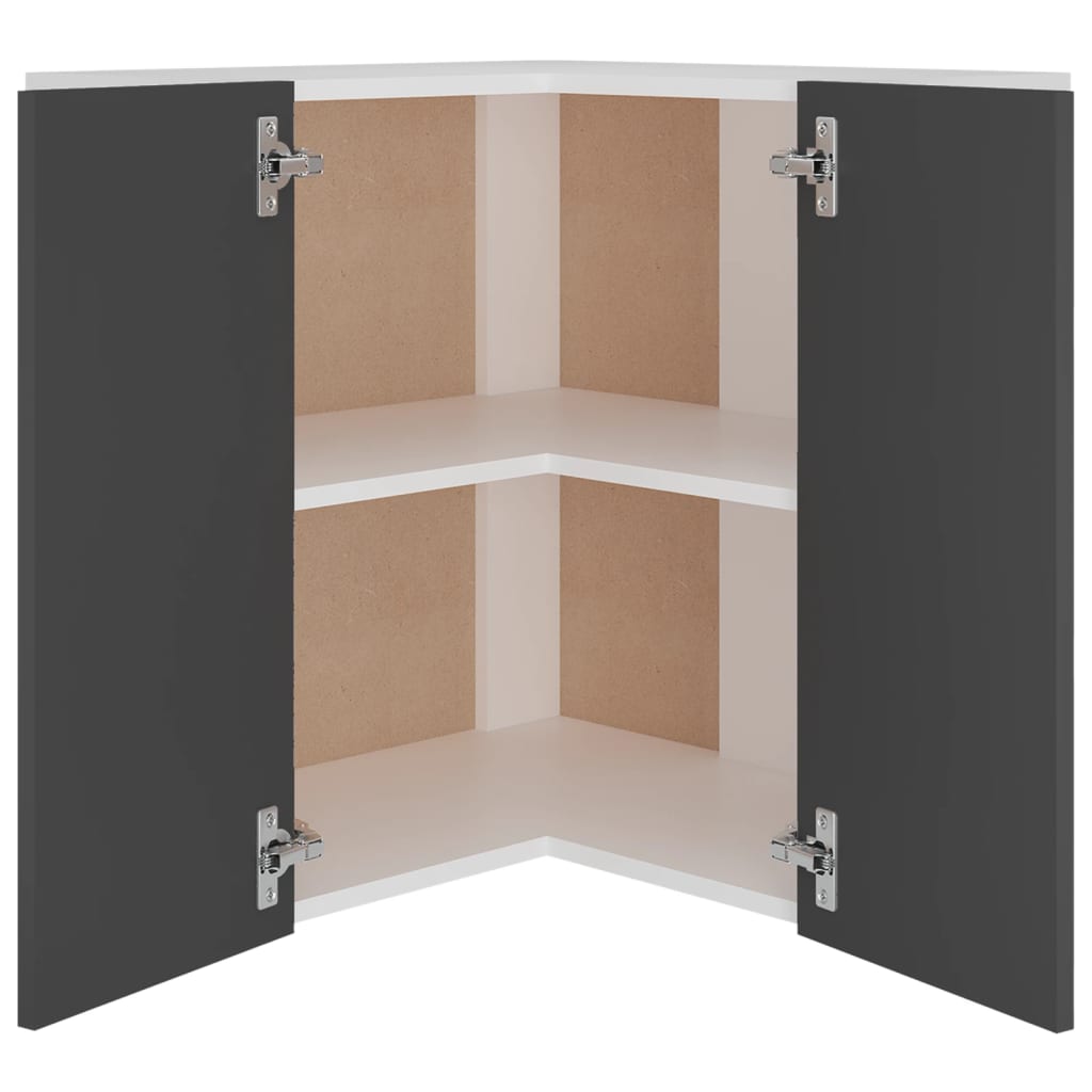 Pensile Angolare Grigio 57x57x60 cm in Legno Multistrato