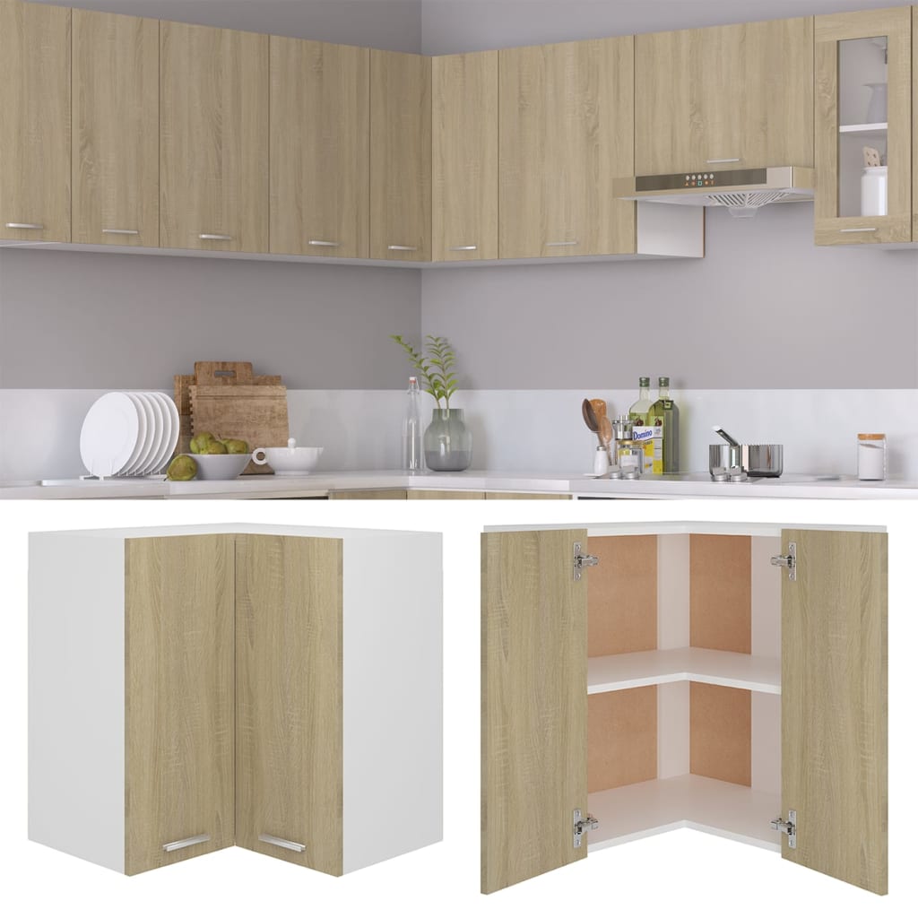 Pensile Angolare Rovere Sonoma 57x57x60 cm in Legno Multistrato