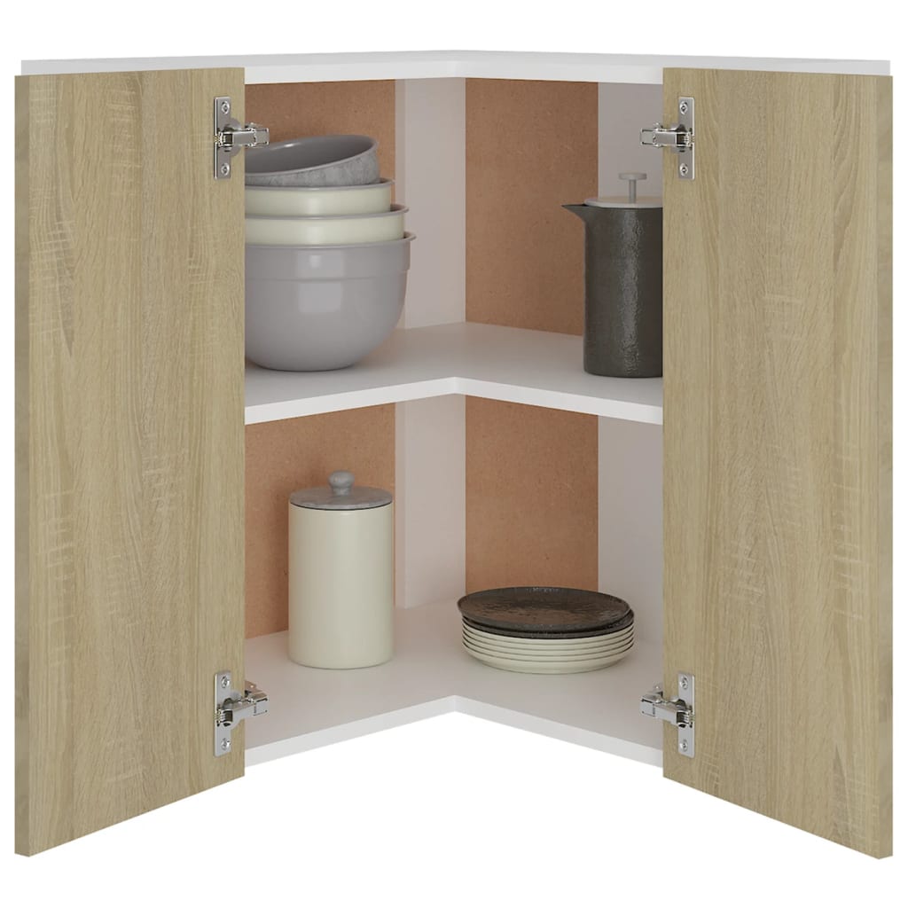 Pensile Angolare Rovere Sonoma 57x57x60 cm in Legno Multistrato