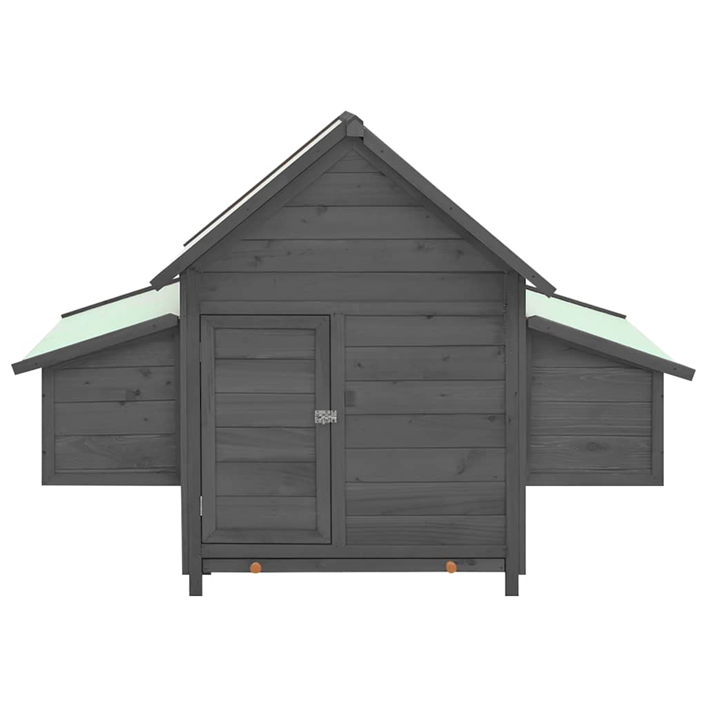 Pollaio Grigio e Bianco 150x96x110 cm Legno Massello di Abete