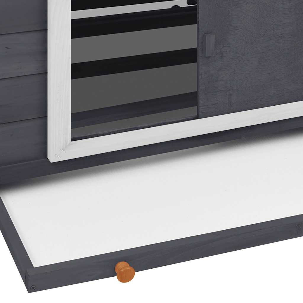 Pollaio Grigio e Bianco 150x96x110 cm Legno Massello di Abete