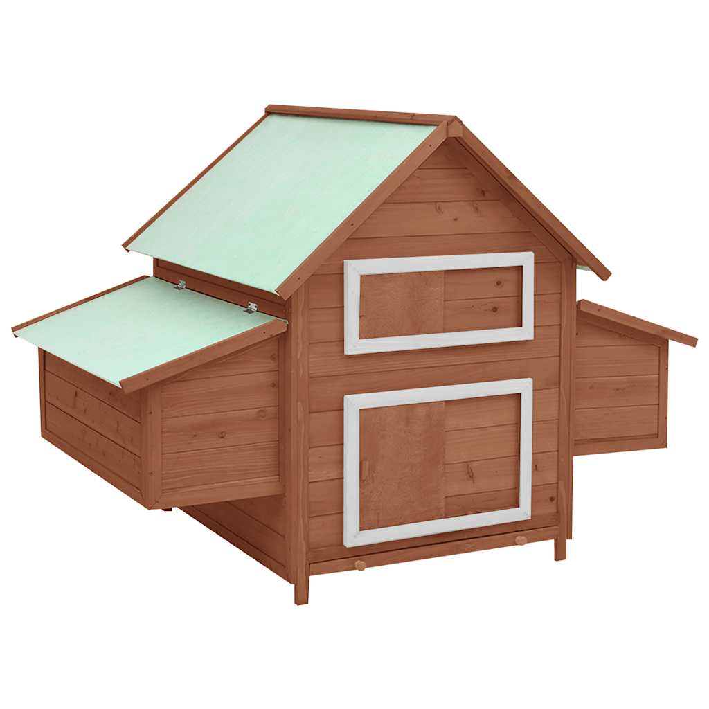 Pollaio Moka e Bianco 150x96x110 cm Legno Massello di Abete