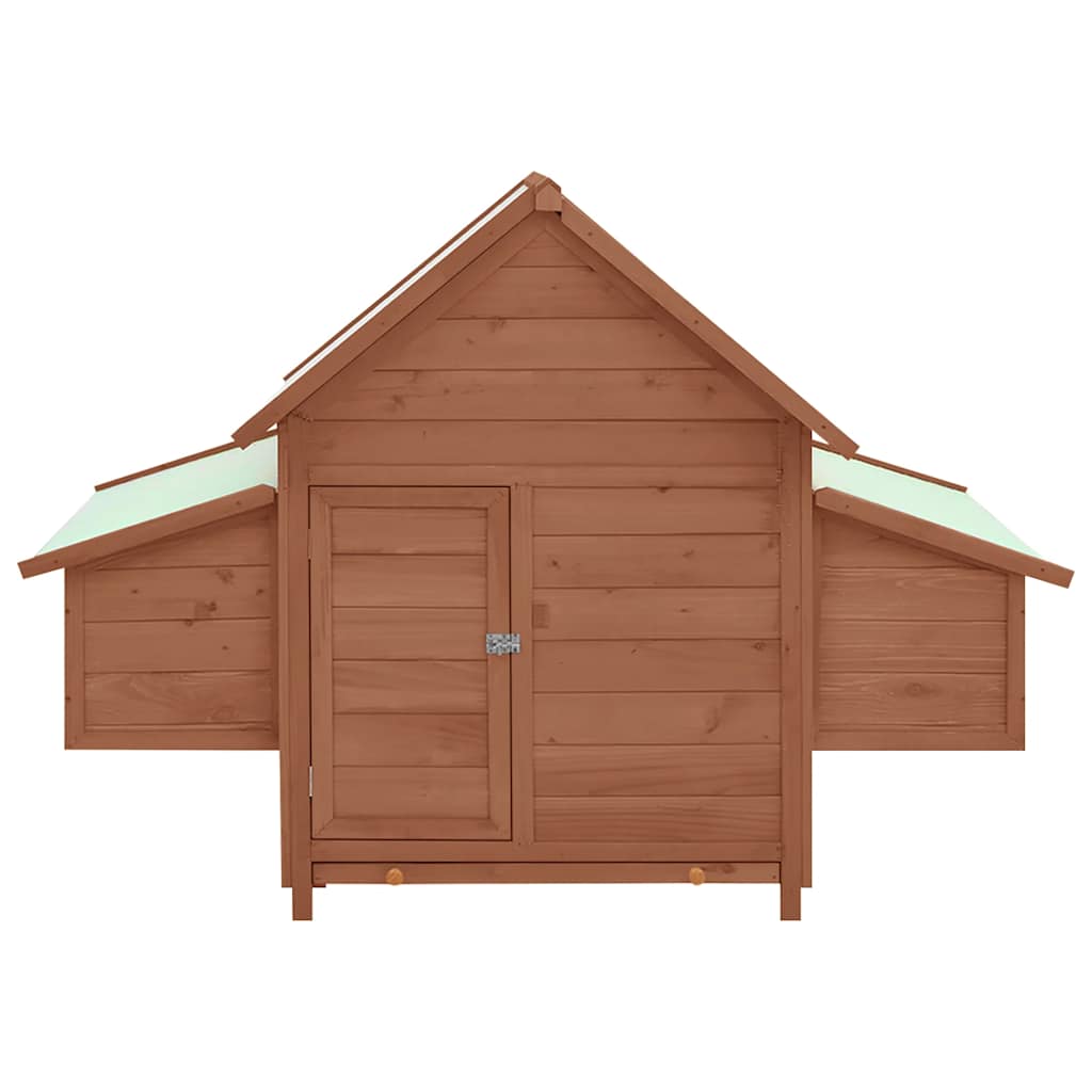Pollaio Moka e Bianco 150x96x110 cm Legno Massello di Abete