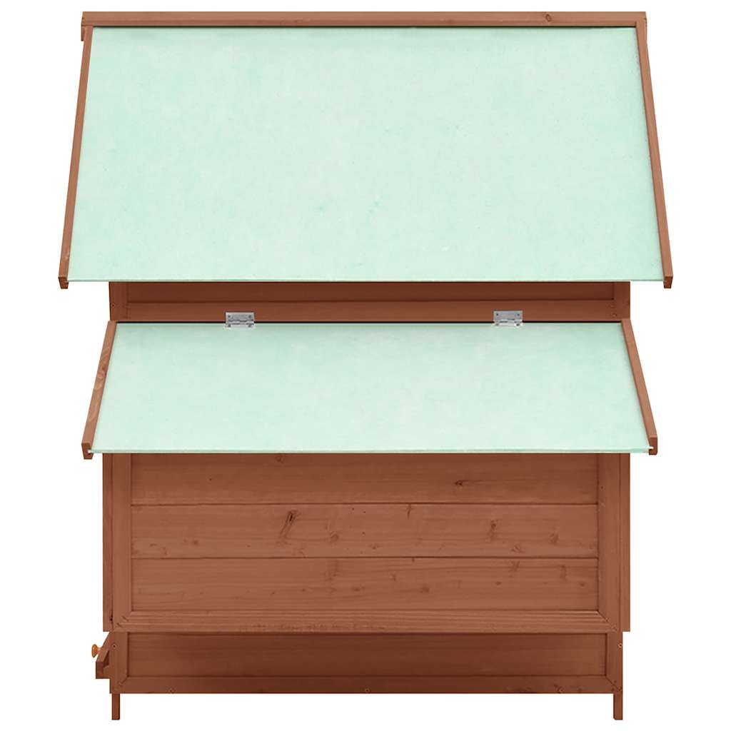 Pollaio Moka e Bianco 150x96x110 cm Legno Massello di Abete