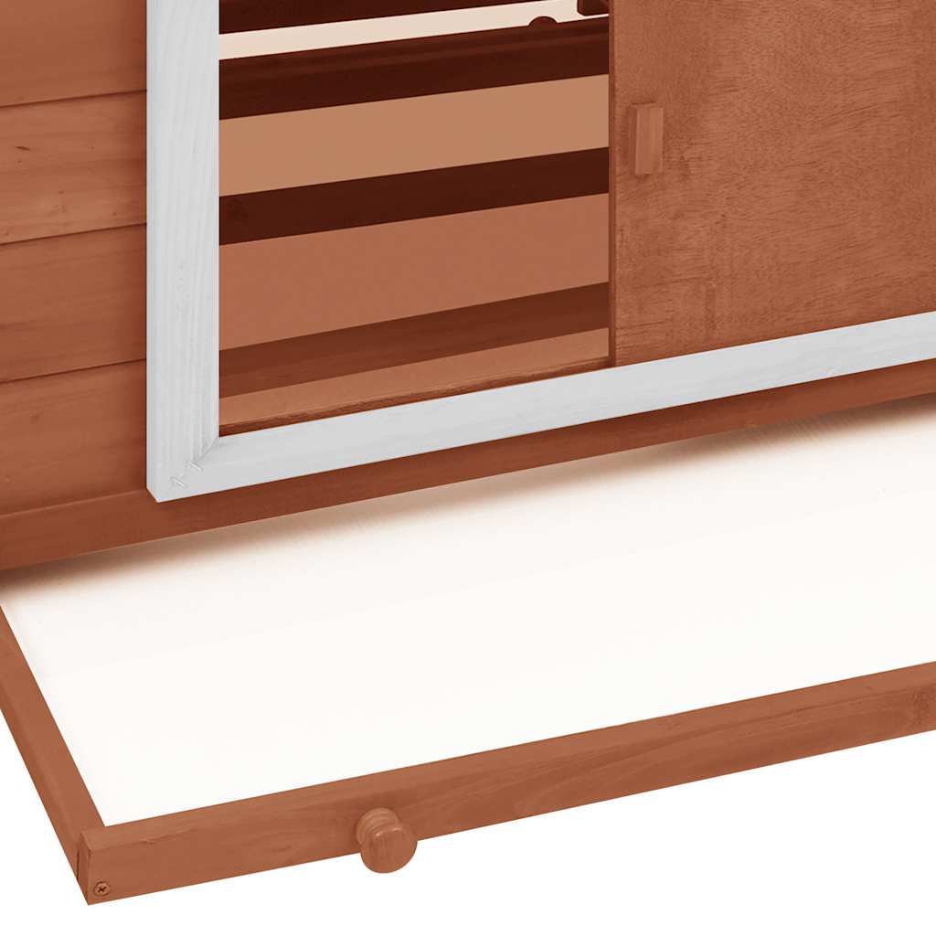 Pollaio Moka e Bianco 150x96x110 cm Legno Massello di Abete