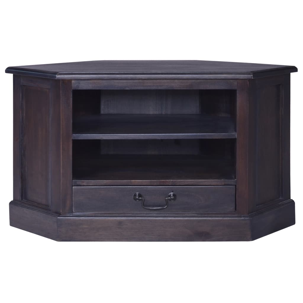 Mobile TV ad Angolo Nero Luminoso 80x40x49 cm Legno di Mogano