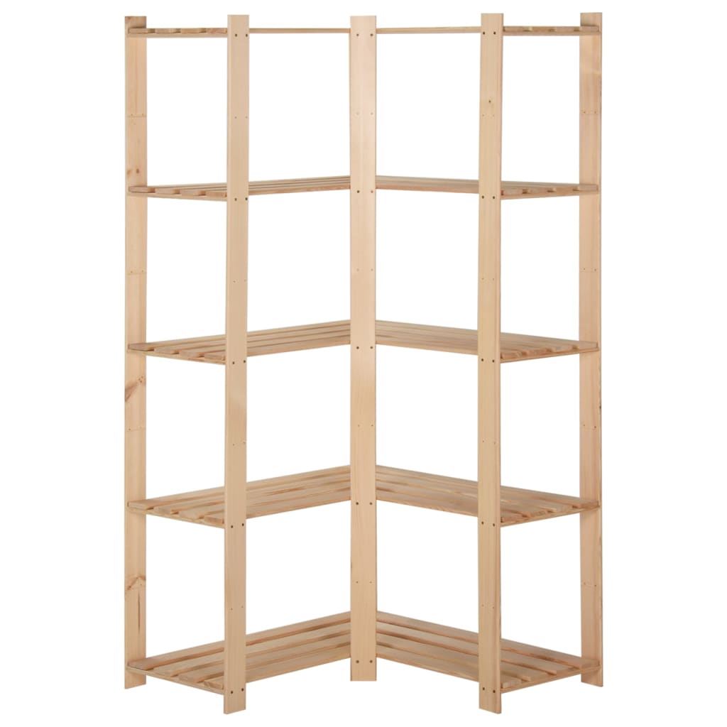 Scaffale ad Angolo 5 Livelli 82,5x82,5x170 cm Massello di Pino