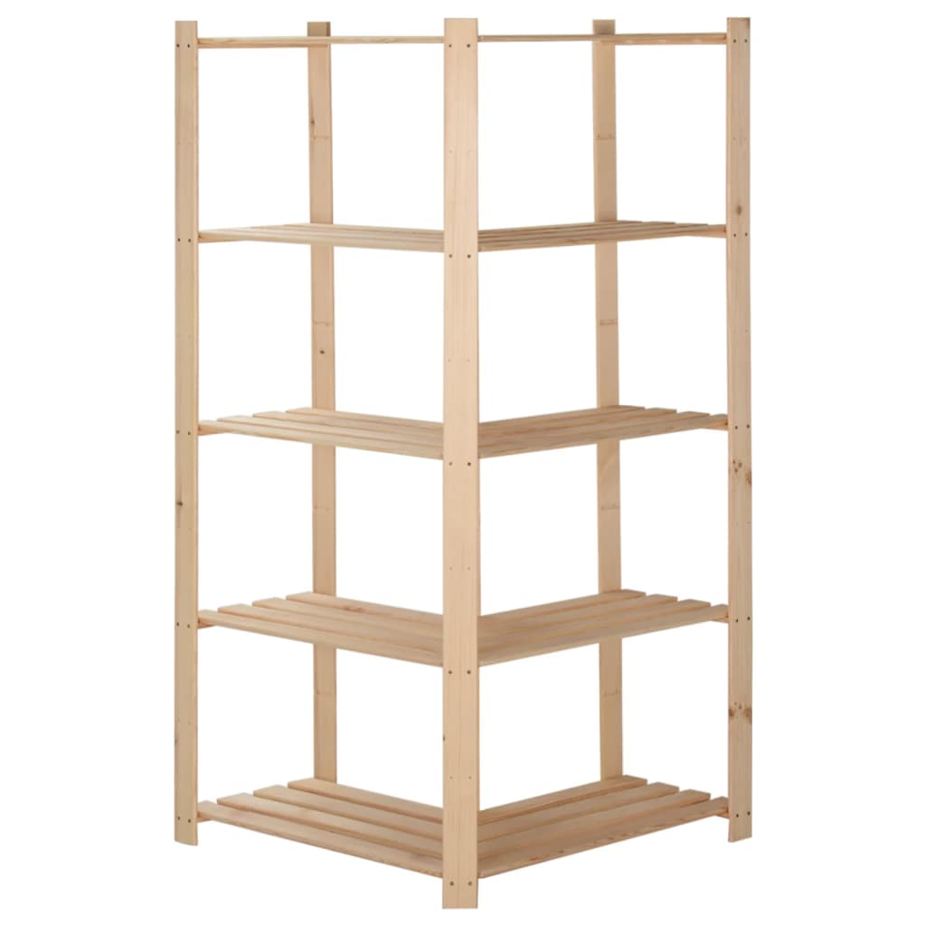 Scaffale ad Angolo 5 Livelli 82,5x82,5x170 cm Massello di Pino