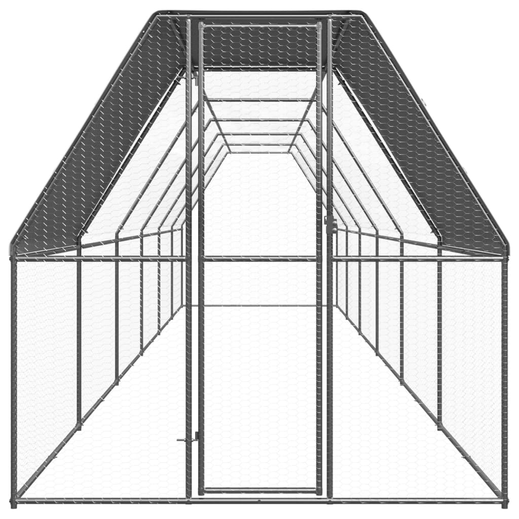 Pollaio da Esterno 2x12x2 m in Acciaio Zincato