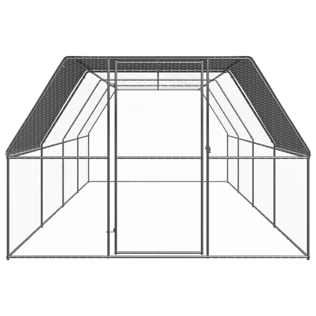 Pollaio per Esterni 3x8x2 m in Acciaio Zincato