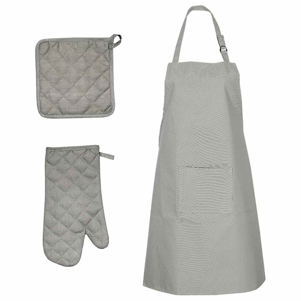 Set Strofinacci 15 pz con Guanti Forno e Presine Cotone Grigio