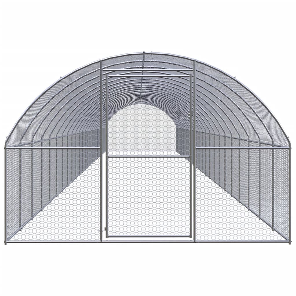 Pollaio per Esterni 3x24x2 m in Acciaio Zincato
