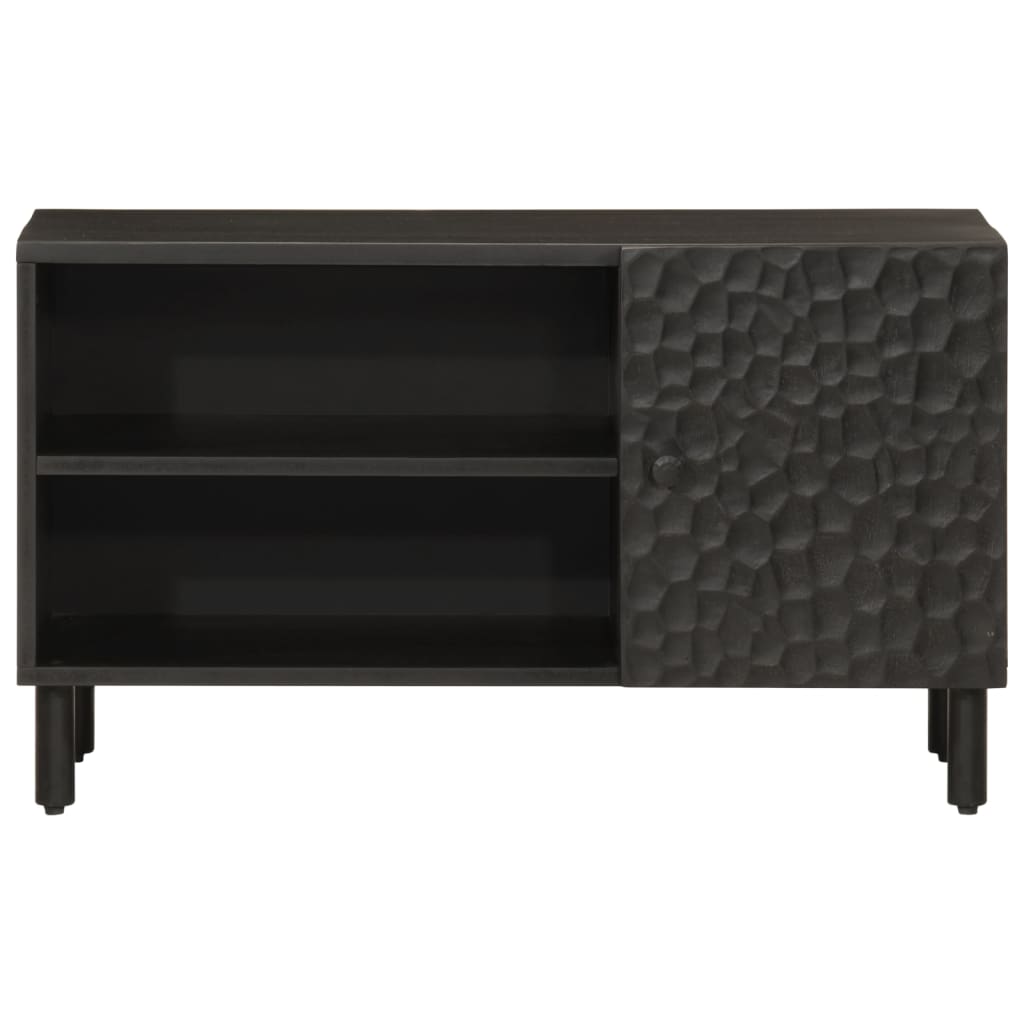 Mobile Porta TV Nero 80x31x46 cm in Legno Massello di Mango
