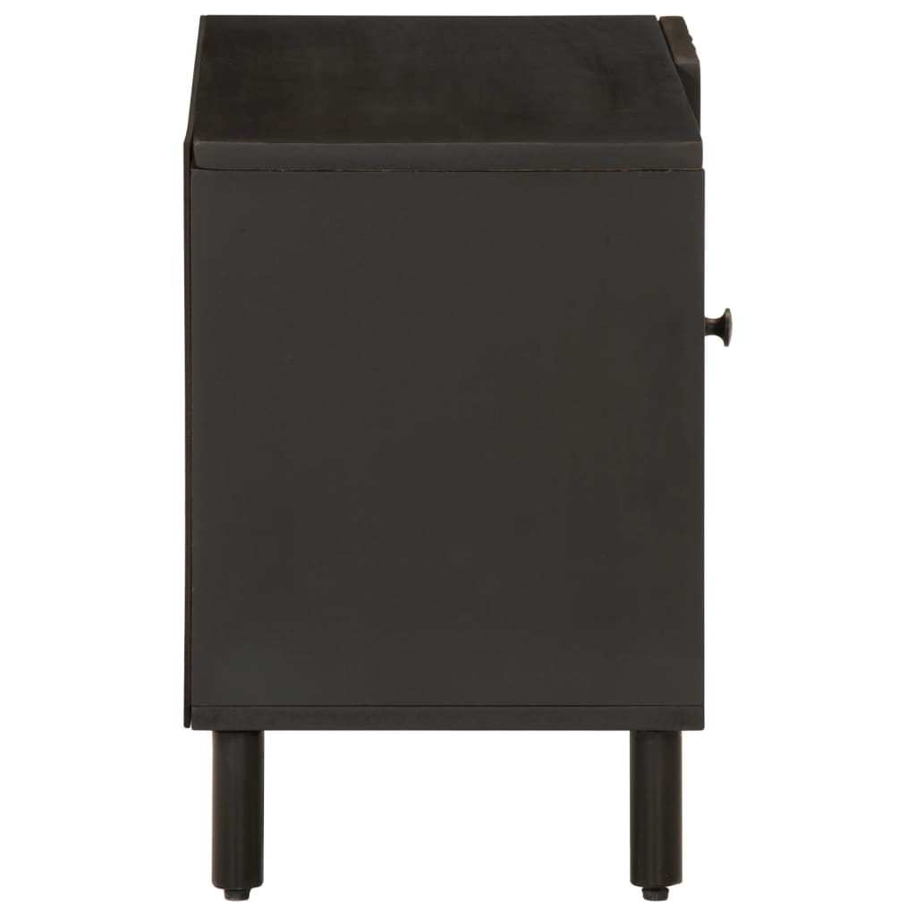 Mobile Porta TV Nero 80x31x46 cm in Legno Massello di Mango