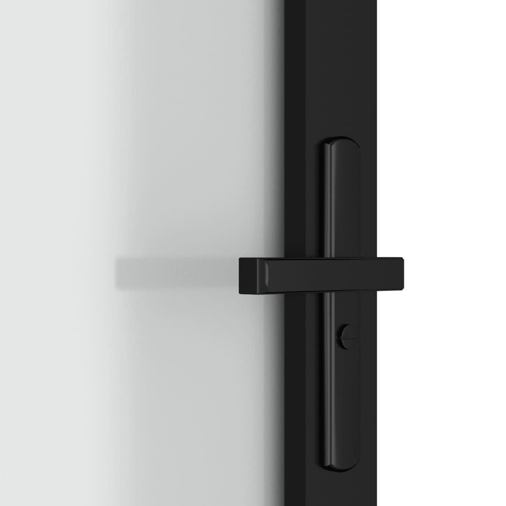 Porta Interna 83x201,5 cm Nero Opaco Vetro e Alluminio