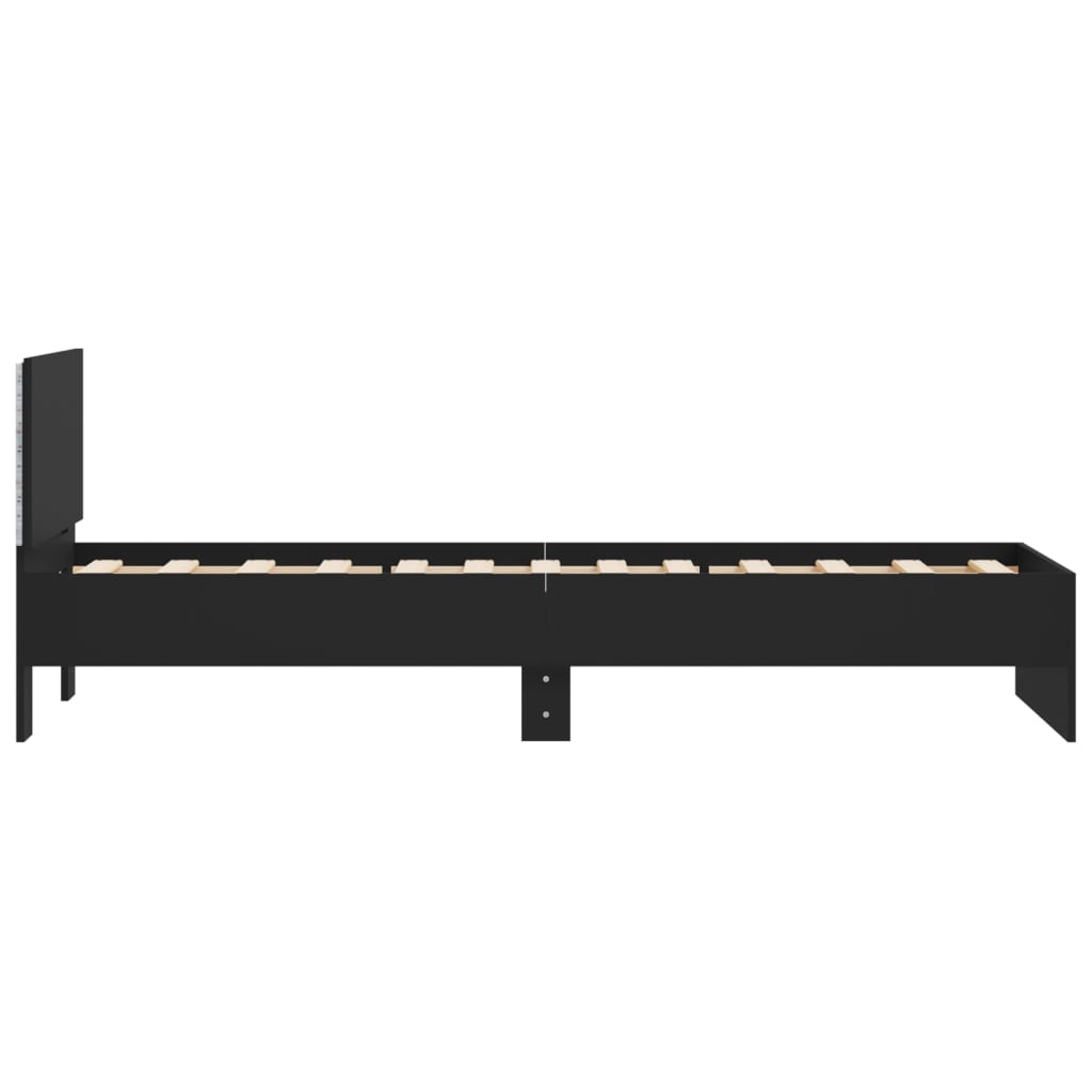 Giroletto con Testiera e LED Nero 75x190 cm