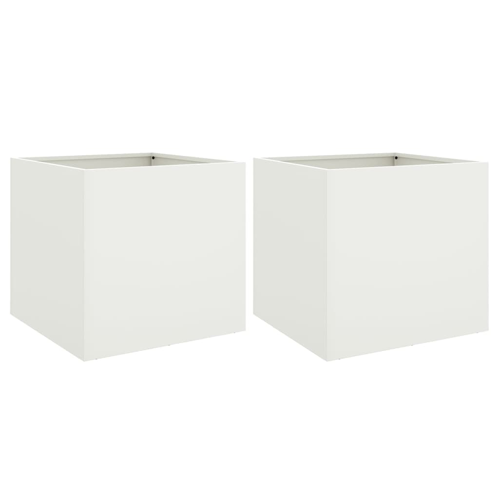 Fioriere 2 pz Bianche 42x40x39 cm in Acciaio