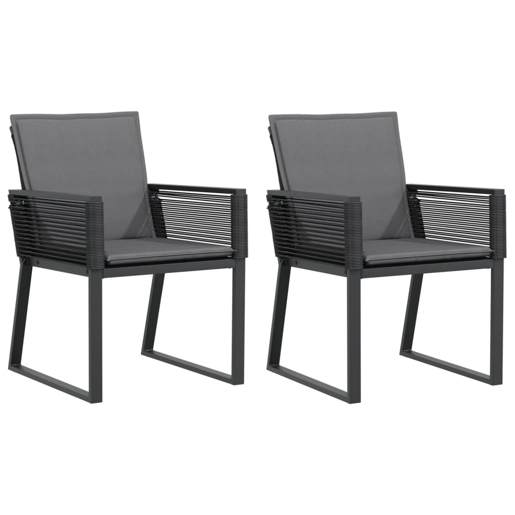 Sedie da Giardino con Cuscini 2 pz Nere in Polyrattan