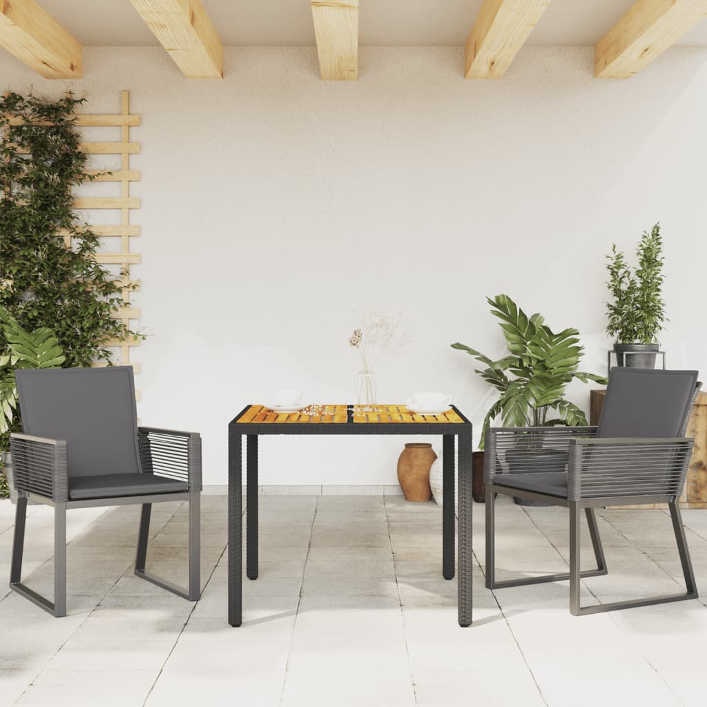 Sedie da Giardino con Cuscini 2 pz Nere in Polyrattan