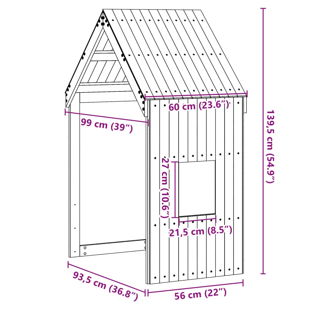 Tetto per Letto Bambini Bianco 60x99x139,5 Legno Massello Pino