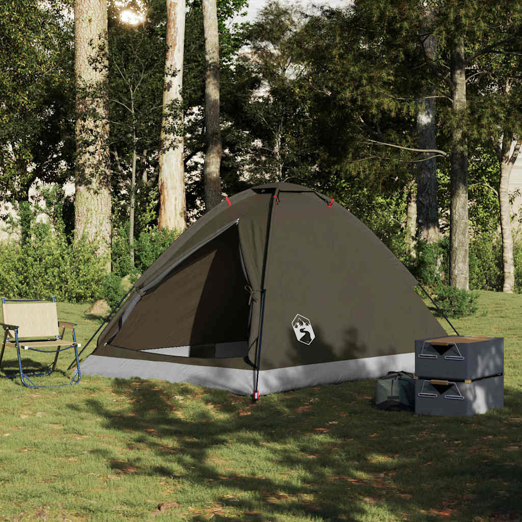 Tenda da Campeggio a Cupola per 4 Persone Marrone Impermeabile