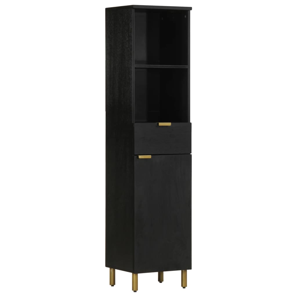 Mobile da Bagno Nero 38x33x160 cm in Legno Massello di Mango