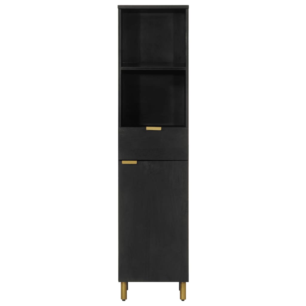 Mobile da Bagno Nero 38x33x160 cm in Legno Massello di Mango
