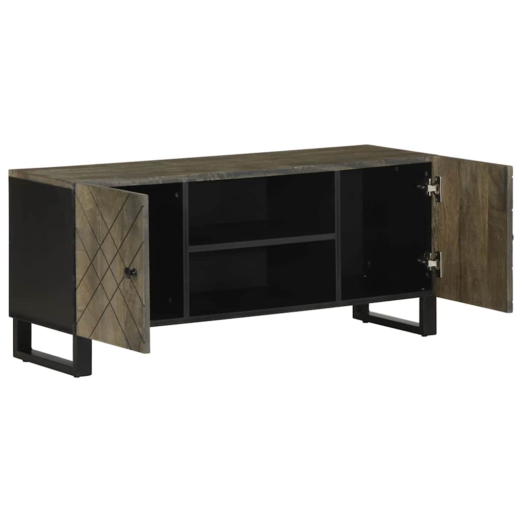 Mobile Porta TV Nero 105x33x46 cm in Legno Massello di Mango