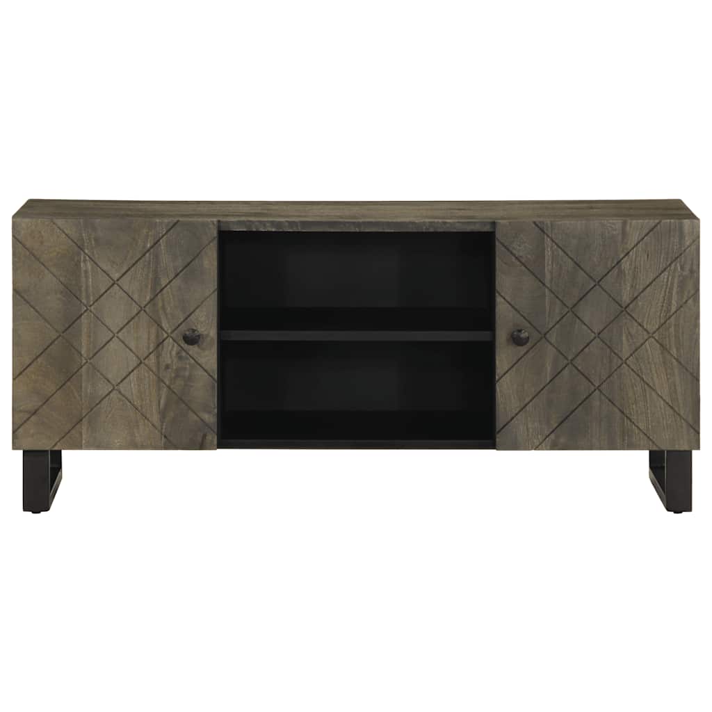 Mobile Porta TV Nero 105x33x46 cm in Legno Massello di Mango