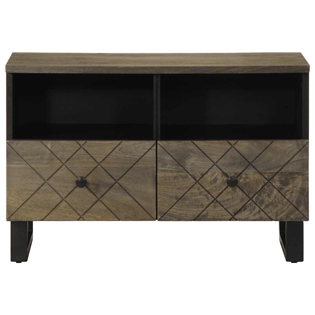 Mobile Porta TV Nero 70x33x46 cm in Legno Massello di Mango