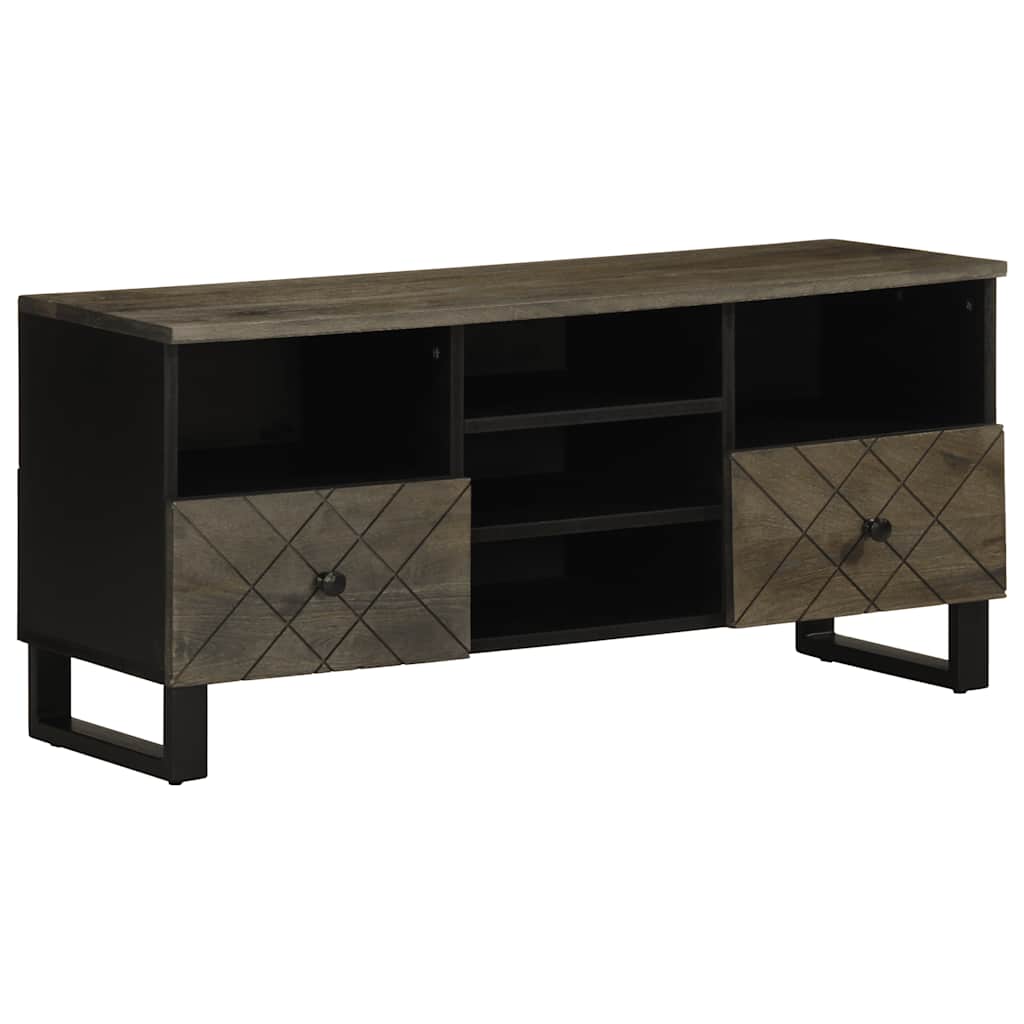 Mobile Porta TV Nero 100x33x46 cm in Legno Massello di Mango