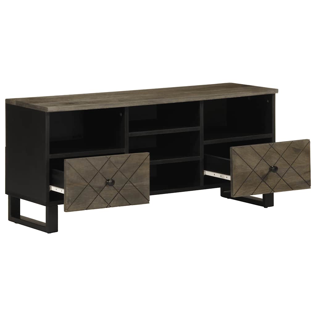 Mobile Porta TV Nero 100x33x46 cm in Legno Massello di Mango