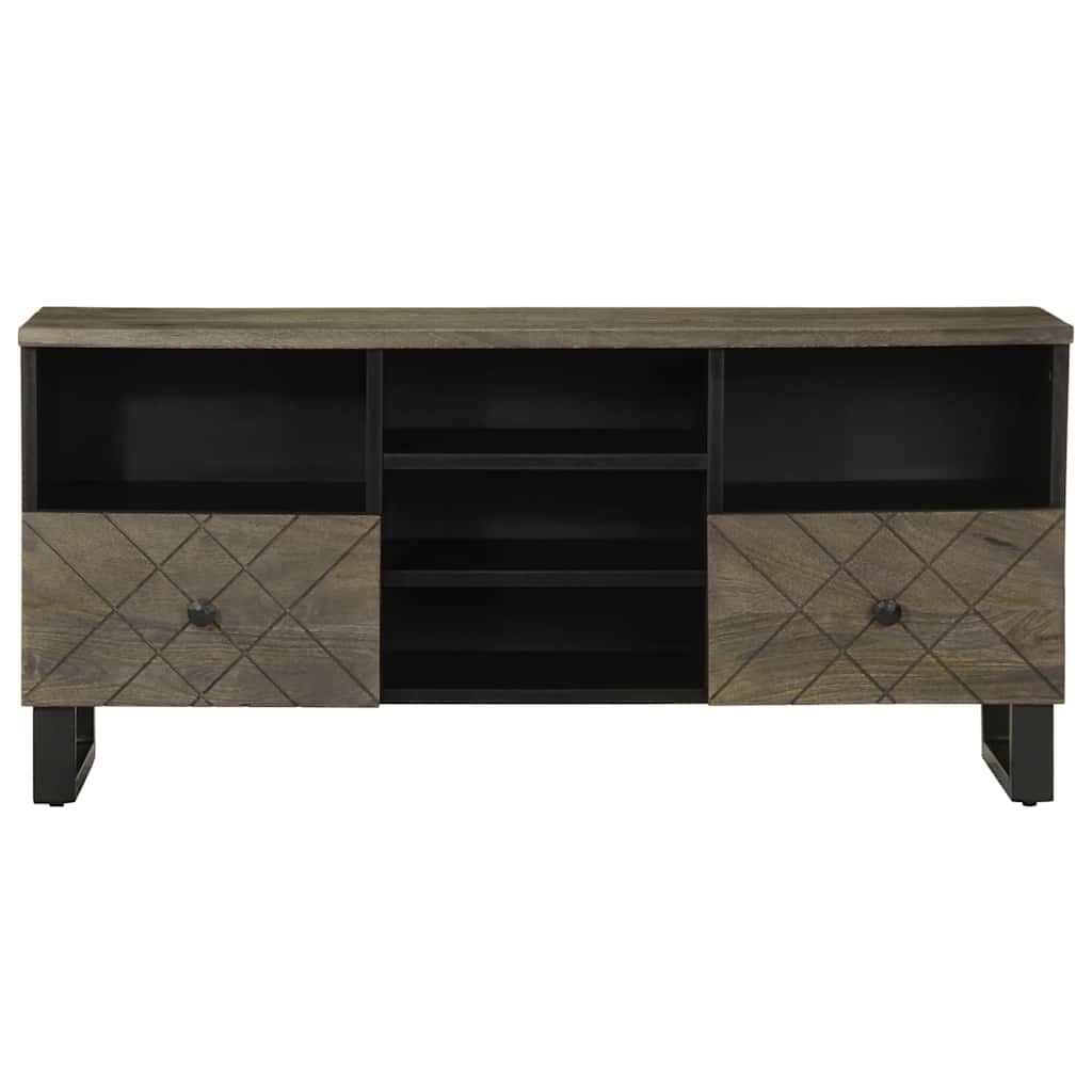 Mobile Porta TV Nero 100x33x46 cm in Legno Massello di Mango